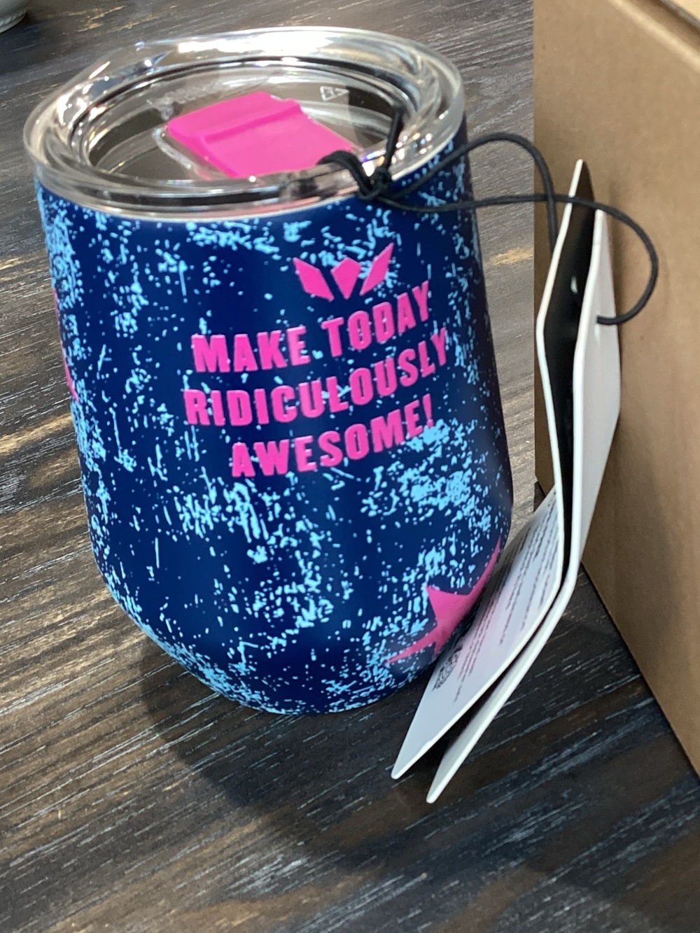 Consuela Drew Blue & Hot Pink Star 10oz Wine Tumbler
